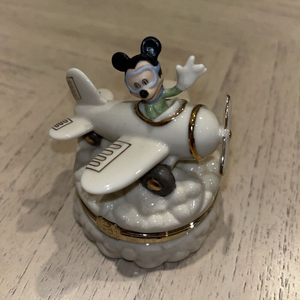 LENOX Treasures Flying High Treasure Box Trinket Disney Mickey Mouse Airplane